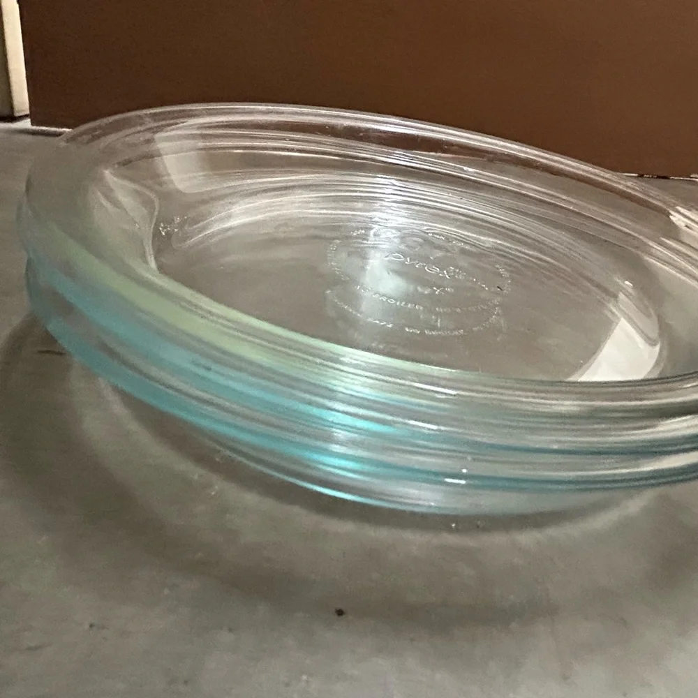 Vintage Pyrex Pie Plate 9'' Clear Glass Baking Dish Flat